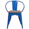 Flash Furniture Blue Metal Chair with Wood Seat and Arms, PK4 4-CH-31270-BL-WD-GG - alternate 7